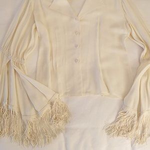 Andrea Behar Dramatic Blouse Fringe Sleeves, NEW